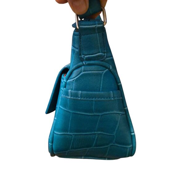 Y2K Elka Handbags Inc Vegan Faux Crocodile Pattern Shoulder Purse 90's VTG - Picture 5 of 12